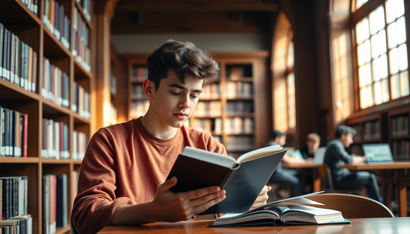 Student preparing for exams with study materials
