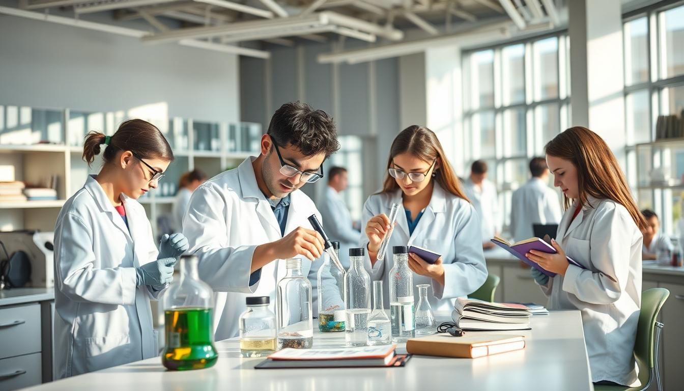 Students working in research laboratory