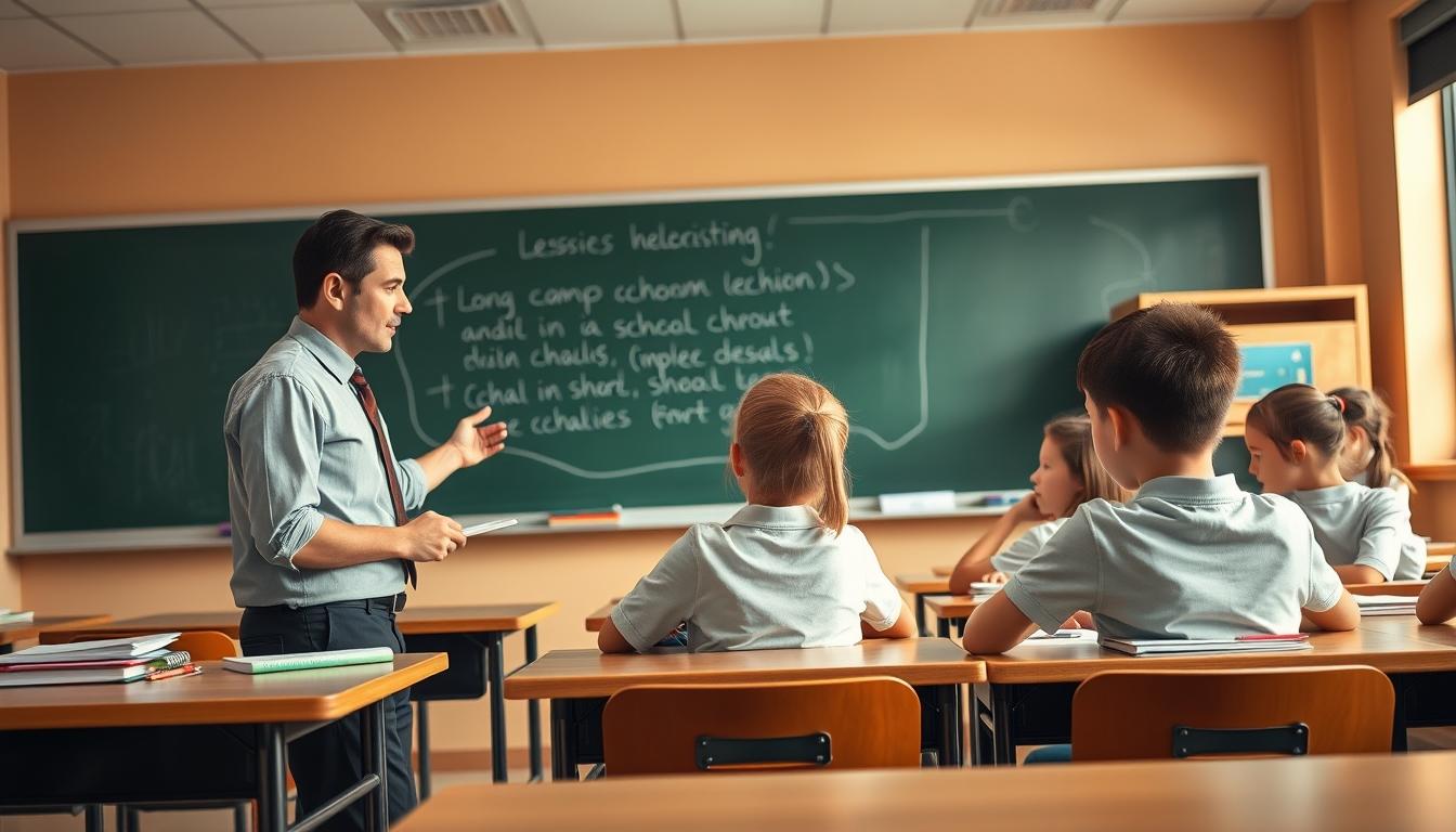 Students studying together in modern classroom